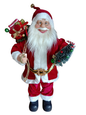  - Garden Market Place 60Cms Tall Father Christmas Figure With A Sack Of Presents And Holding A TreeTraditional Santa Style