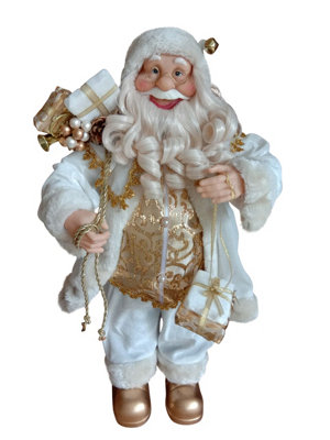  - Garden Market Place 60Cms Tall Father Christmas Figure With PresentsWhite Santa Style