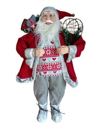  - Garden Market Place Large 90Cms Tall Father Christmas Figure With Sack Of Toys And Snow Shoes- Rustic Santa Style