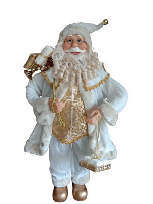  - Garden Market Place Large 90Cms Tall Father Christmas Figure With Sack Of ToysWhite Santa Style