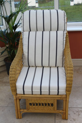 Garden Market Place Gardenmarketplace Portofino Cane Conservatory Furniture -Single ChairStriped Fabric- Varnished Natural Colour Cane from B&Q