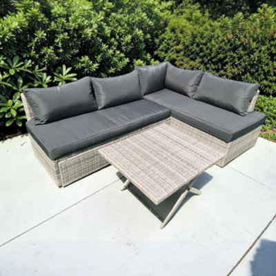 Garden Market Place Multi Layout Norfolk Rattan Weave Garden 6 Seater Lounge Or Dining Set Complete With Cushions from B&Q
