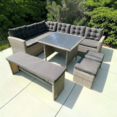 Garden Market Place The Garden Marketplace Norfolk Rattan Weave Luxury 10 Seater Corner Dining SetComplete With Cushions & Table from B&Q