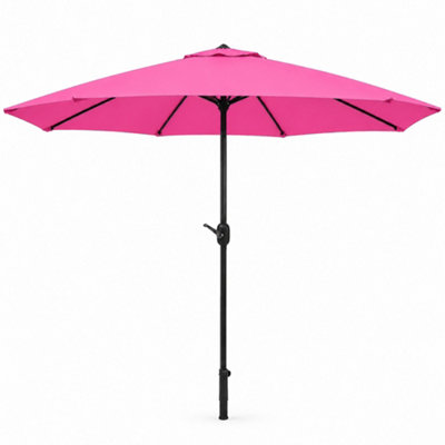B&Q -  The Garden Marketplace Garden Parasol 2.7M With Tilt And Crank HandlePolyester Canopy And 38mm Aluminium Pole Pink