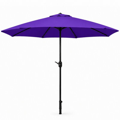 B&Q -  The Garden Marketplace Garden Parasol 2.7M With Tilt And Crank HandlePolyester Canopy And 38mm Aluminium Pole Purple
