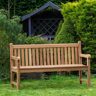 Garden Market Place The Garden Marketplace Solid Teak 3 Seater Garden BenchHeavy Duty Hardwood Outdoor Seating from B&Q