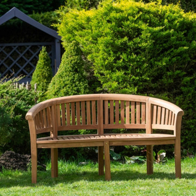 Garden Market Place The Garden Marketplace Solid Teak Banana Garden BenchHeavy Duty Curved Hardwood Outdoor Seating from B&Q