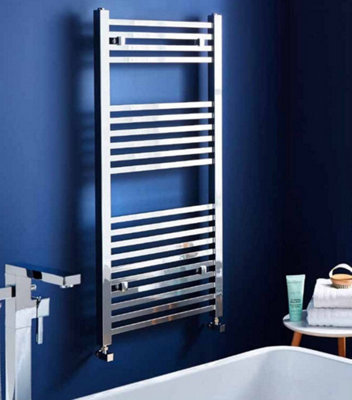 Kartell Chrome Square Straight 500 X 1600 Heated Towel Rail Warmer Radiator Rad 22mm from B&Q