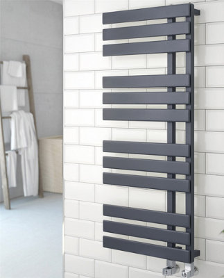 Kartell Oregon Anthracite Grey Straight 500 X 1200mm Heated Towel Rail Warmer Radiator from B&Q