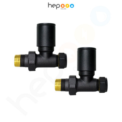 hep Online Round Straight Manual Radiator Valve 15mmBlack (Straight) from B&Q