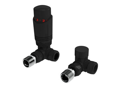 Lavatap Designer Thermostatic Radiator Valve Twin Pack Trv Corner Black