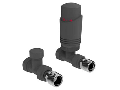 B&Q -  Designer Anthracite Thermostatic Radiator Valve Trv And Lockshield Straight