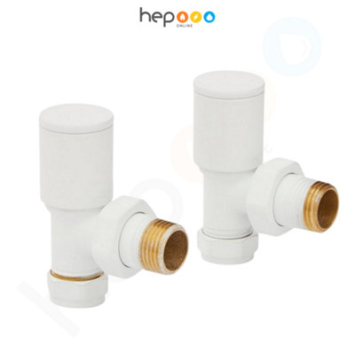 hep Online Round Angled Manual Radiator Valve 15mmWhite (Angled) from B&Q