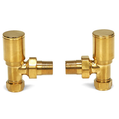 LavaTap Brushed Brass Angled Manual Radiator Towel Rail Valve 15mm from B&Q