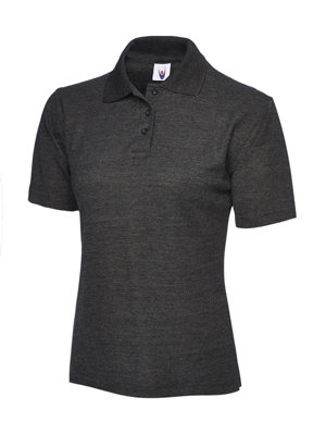 Uneek - Women's/Ladies Classic Poloshirt - 50% Polyester 50% Cotton - Charcoal - Size Xs