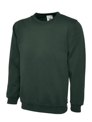 Uneek Green - Unisex Premium Sweatshirt/Jumper - 50% Polyester 50% Cotton - Bottle - Large