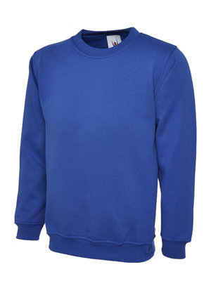 Uneek - Unisex Premium Sweatshirt/Jumper - 50% Polyester 50% Cotton - Royal - Size Xs