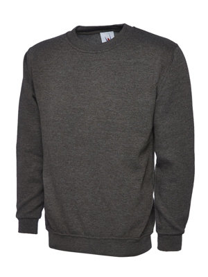 Uneek - Unisex Classic Sweatshirt/Jumper - 50% Polyester 50% Cotton - Charcoal - Size Xs
