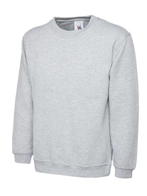 Uneek - Unisex Classic Sweatshirt/Jumper - 50% Polyester 50% Cotton - Heather - Size Xs Grey