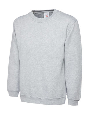 Uneek Grey - Unisex Olympic Sweatshirt/Jumper - 50% Polyester 50% Cotton - Heather - Size Xs
