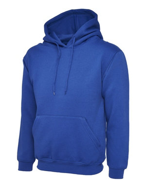Uneek - Unisex Classic Hooded Sweatshirt/Jumper - 50% Polyester 50% Cotton - Royal - Large