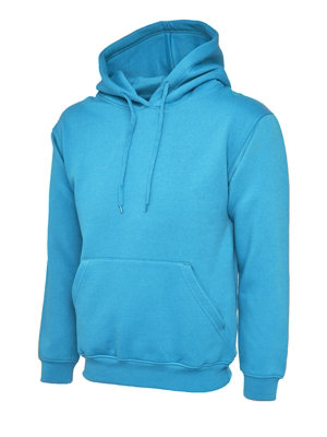 Uneek Blue - Unisex Classic Hooded Sweatshirt/Jumper - 50% Polyester 50% Cotton - Sapphire - Size 4XL