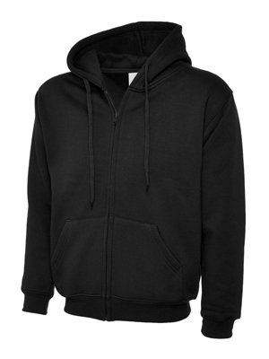 Uneek - Unisex Adults Classic Full Zip Hooded Sweatshirt/Jumper - 50% Polyester 50% Cotton - Size Xs Black