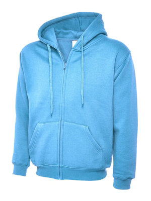 Uneek - Unisex Adults Classic Full Zip Hooded Sweatshirt/Jumper - 50% Polyester 50% Cotton - Sky - Size Xs