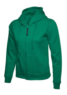 Uneek - Women's/Ladies Classic Full Zip Hooded Sweatshirt/Jumper - 50% Polyester 50% Cotton - Kelly - Size Xl Green