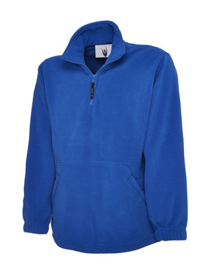 Uneek - Unisex Premium 1/4 Zip Micro Fleece Jacket - Half Moon Yoke - Royal - Size 3XL