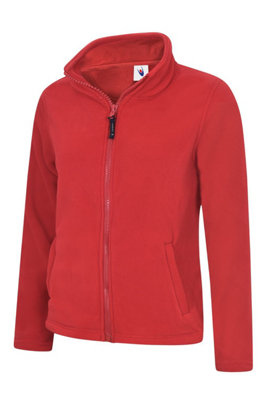 Uneek Red - Women's/Ladies Classic Full Zip Fleece Jacket - Half Moon Yoke - Size Xs