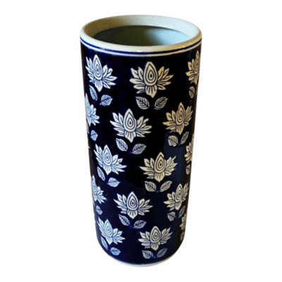 B&Q -  Blue With White Flower Umbrell