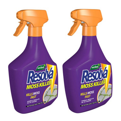 Marshalls Garden Resolva Moss Killer Ready-To-Use Spray 1L X 2Fast-Acting For Block PavingGravel And Decking