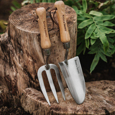 Kent & Stowe Hand Trowel And Fork Set With Stainless Steel Heads And Ash Wood Handles from B&Q