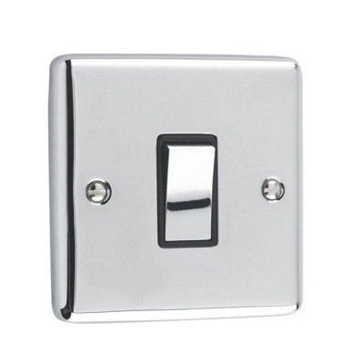 B&Q -  Winsdor 1G 2Way 10Amp Switch Polished Chrome Black Trim