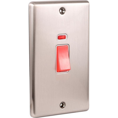 Windsor Cooker Switch 45 Amp Double Brushed Steel from B&Q