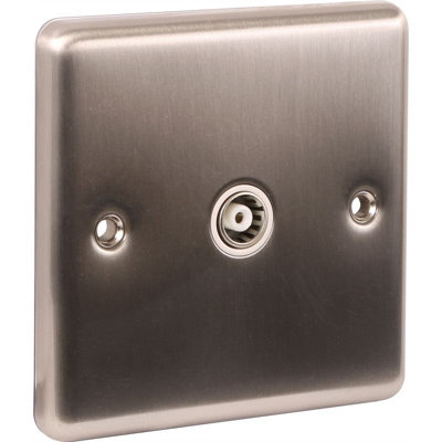 Winsdor 1G T.v. Point Brushed Steel White Trim from B&Q