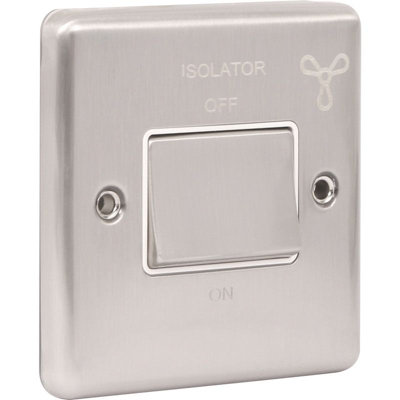 Windsor Fan Isolator Switch Brushed Steel White Trim from B&Q