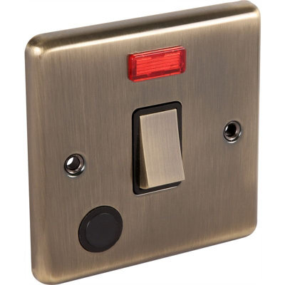 UEP Windsor 1G 20Amp D.p Switch Antique Brass from B&Q