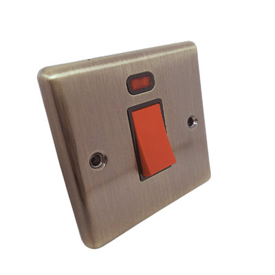 UEP Windsor 1G 45 Amp Cooker Switch Antique Brass from B&Q