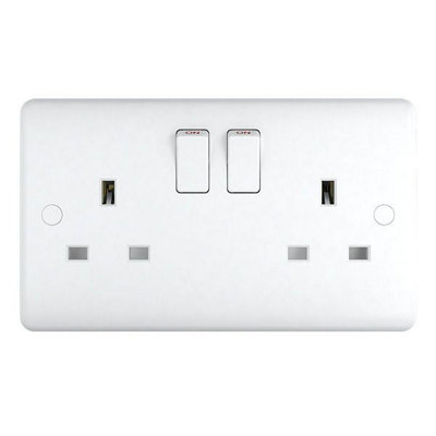 UEP Studio 2G 13 Amp Switched Socket Double Pole White Plastic from B&Q