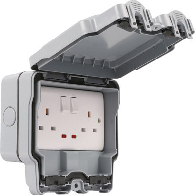 Uep Weatherproof Grey 2G 13A Switched Socket Ip66 from B&Q