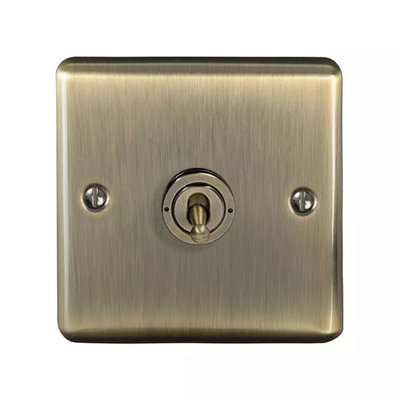 UEP Windsor 1G 2Way Toggle Switch Antique Brass from B&Q