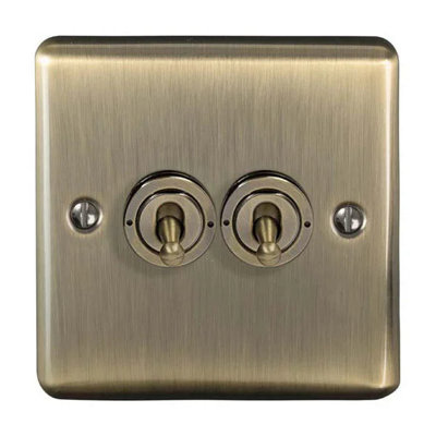 Windsor 2G 2Way Toggle Switch Antique Brass from B&Q