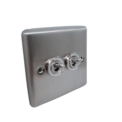 Windsor 2G 20Amp Toggle Switch Brushed Steel from B&Q