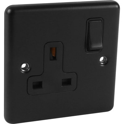 UEP Windsor 1G 13Amp Socket Matt Black from B&Q
