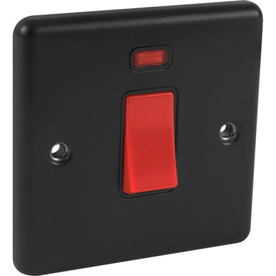 UEP Windsor 1G 45Amp Cooker Switch With Neon Matt Black from B&Q