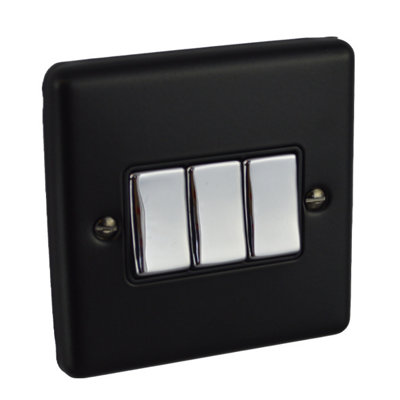 Windsor 3G 2Way 10Amp Switch Matt Black P/chrome from B&Q