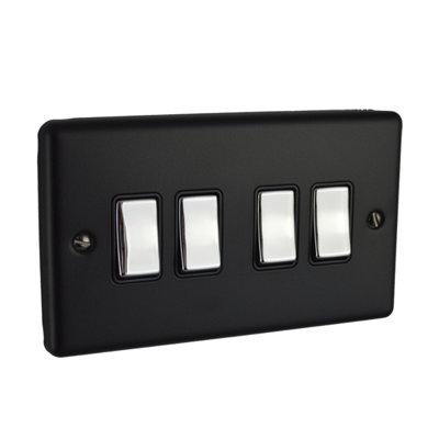 Windsor 4G 2Way 10Amp Switch Matt Black P/chrome from B&Q