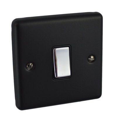 UEP Windsor 1G Intermediate Switch Matt Black W P/chrome Switch from B&Q